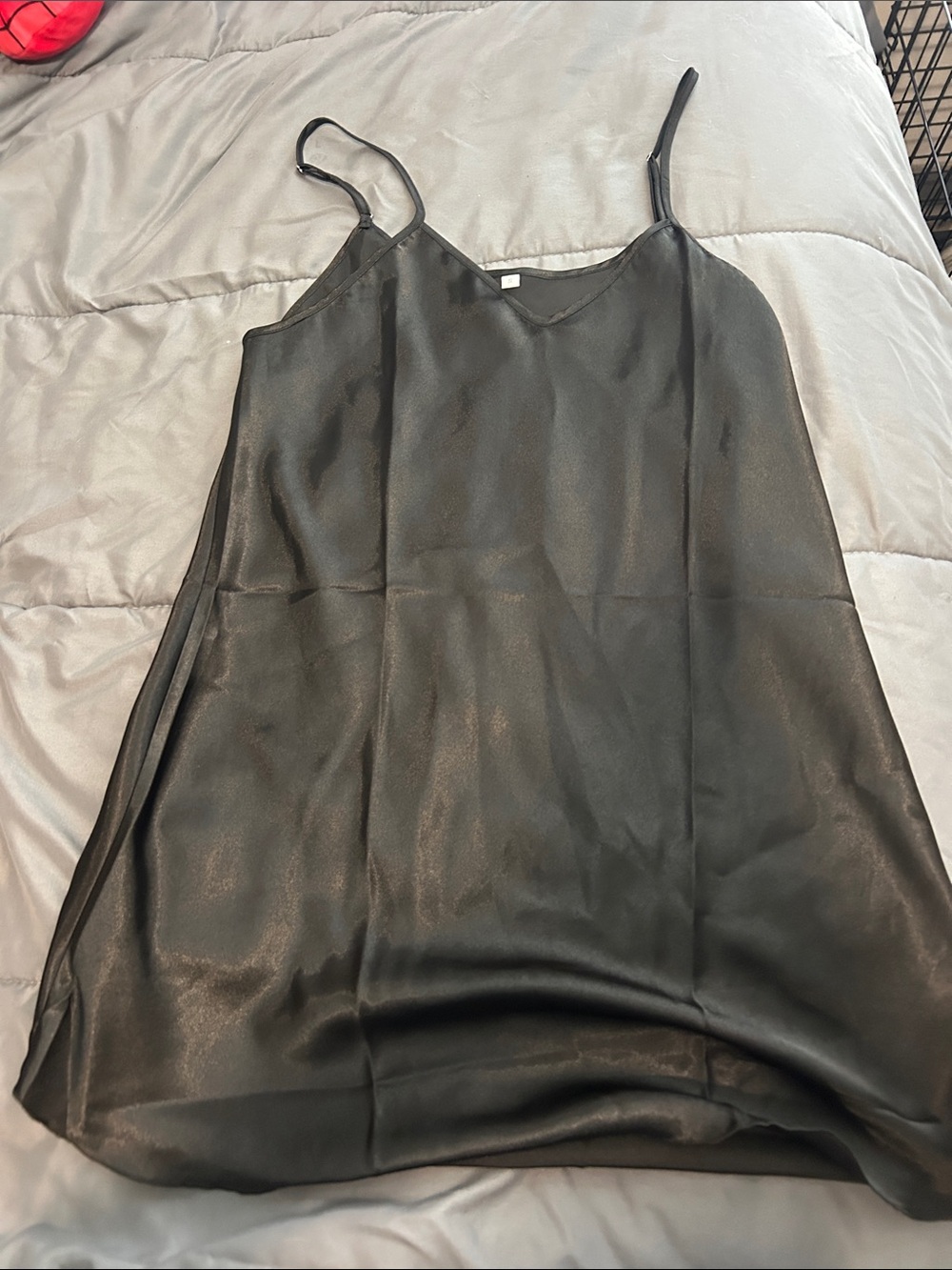 Black Satin Slip Dress with Spaghetti Straps